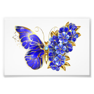 Flower Sapphire Butterfly Photo Print