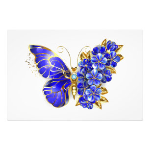 Flower Sapphire Butterfly Photo Print
