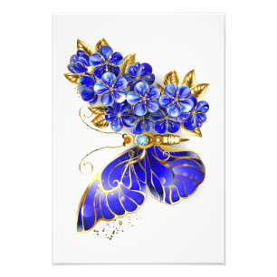 Flower Sapphire Butterfly Photo Print