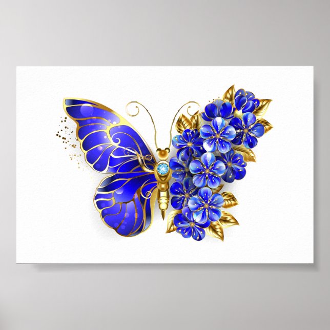 Flower Sapphire Butterfly Poster (Front)