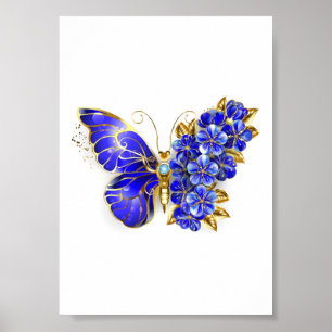 Flower Sapphire Butterfly Poster