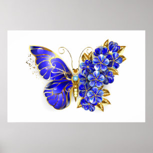 Flower Sapphire Butterfly Poster