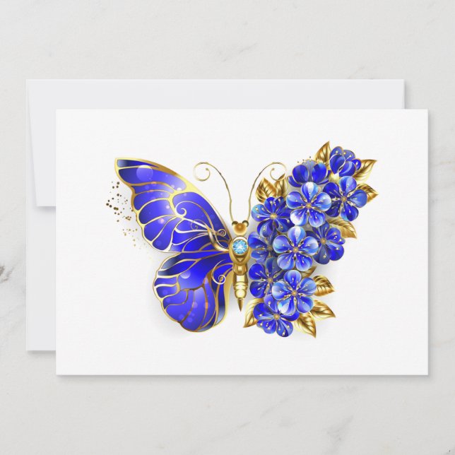 Flower Sapphire Butterfly Save The Date (Front)