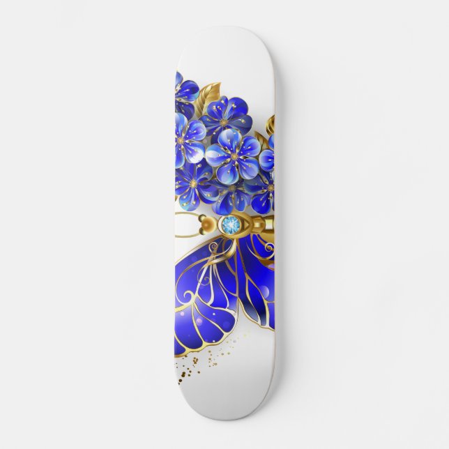 Flower Sapphire Butterfly Skateboard (Front)