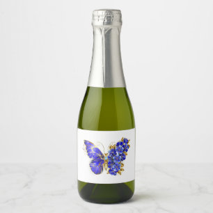 Flower Sapphire Butterfly Sparkling Wine Label