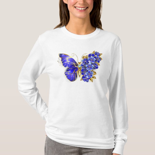 Flower Sapphire Butterfly T-Shirt (Front)