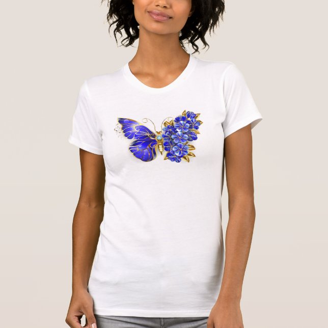 Flower Sapphire Butterfly T-Shirt (Front)