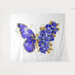 Flower Sapphire Butterfly Tapestry
