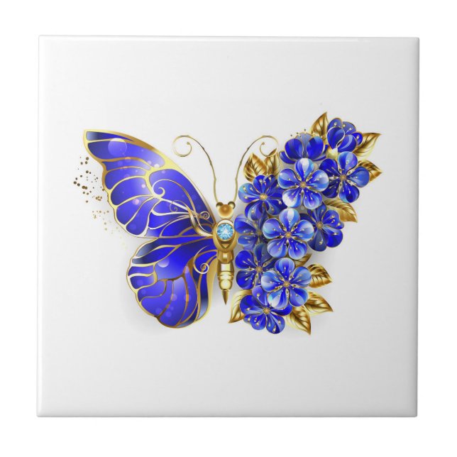 Flower Sapphire Butterfly Tile (Front)