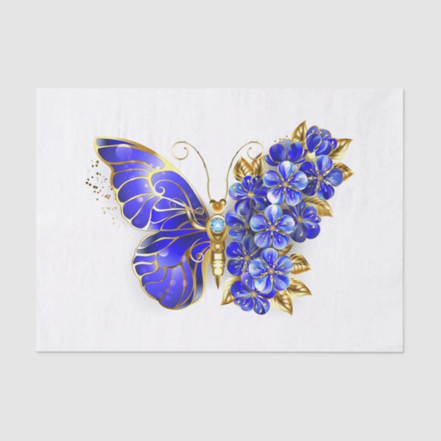 Flower Sapphire Butterfly Tissue Paper (Front)
