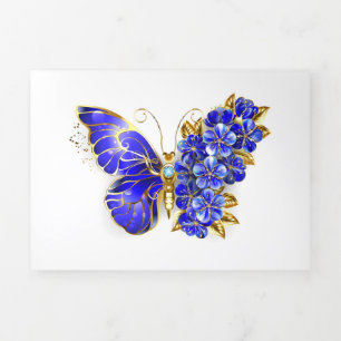 Flower Sapphire Butterfly Tri-Fold Card