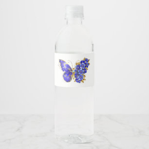 Flower Sapphire Butterfly Water Bottle Label