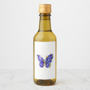 Flower Sapphire Butterfly Wine Label
