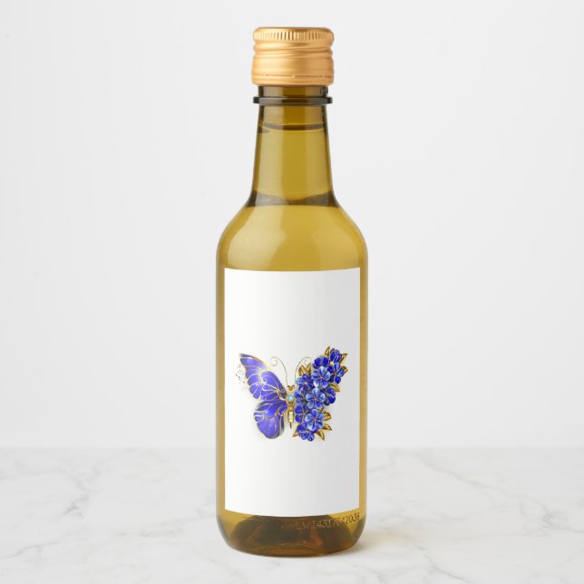 Flower Sapphire Butterfly Wine Label (Front)