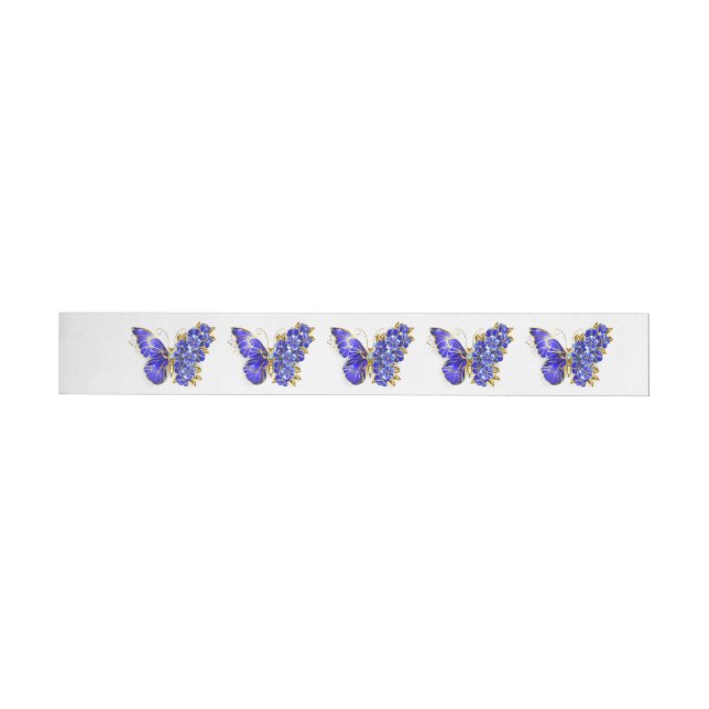 Flower Sapphire Butterfly Wrap Around Label (Individual)
