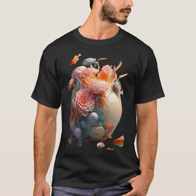Flower sculpture with fish T-Shirt (Front)