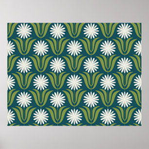 Flower seamless pattern design. Scandinavian style Poster