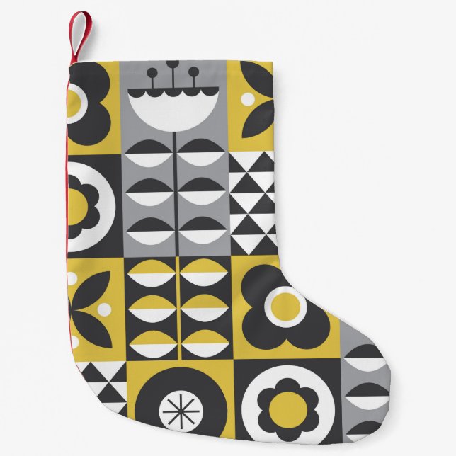 Flower seamless pattern design. Scandinavian style Small Christmas Stocking (Front)