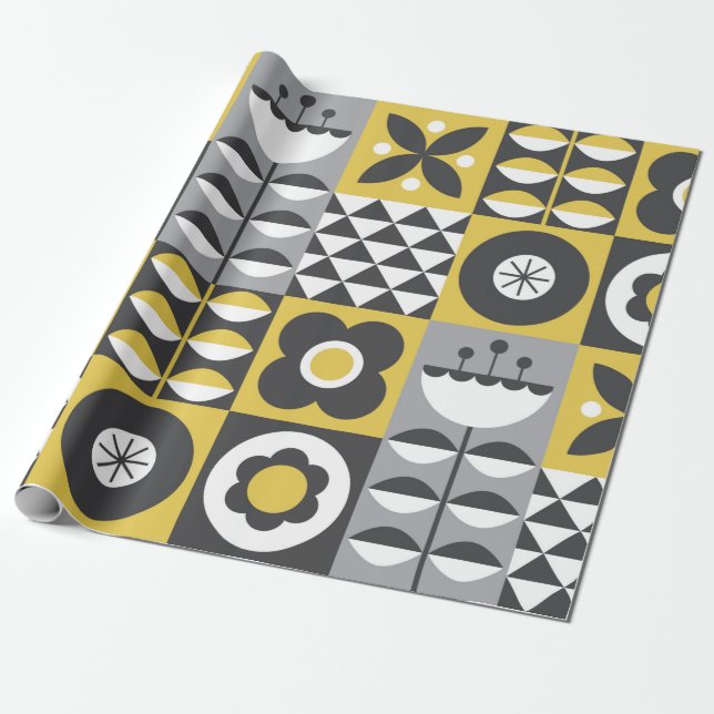 Flower seamless pattern design. Scandinavian style Wrapping Paper (Unrolled)