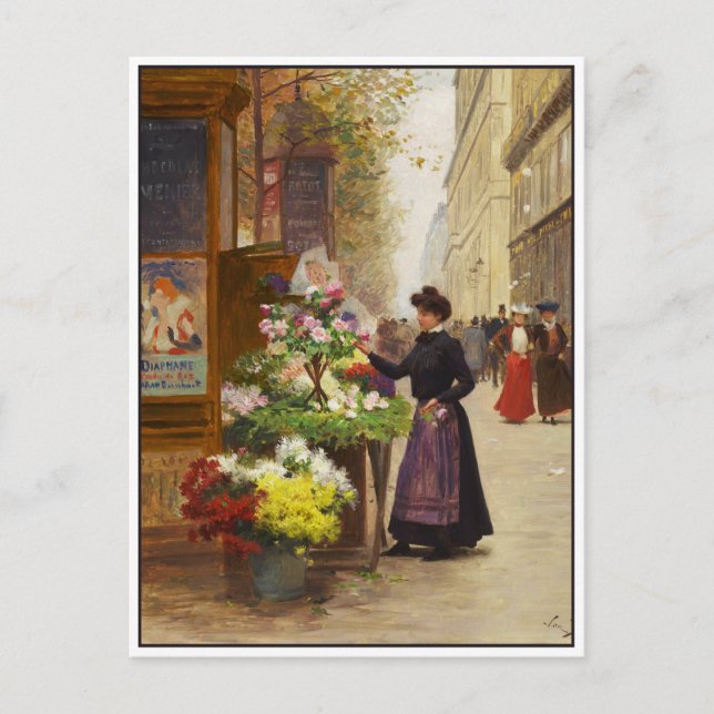 Flower Seller in Paris by Victor Gilbert Postcard (Front)