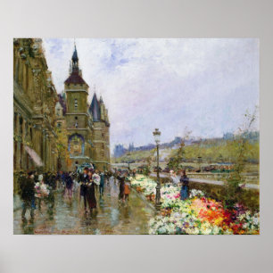 Flower Sellers by the Seine Poster