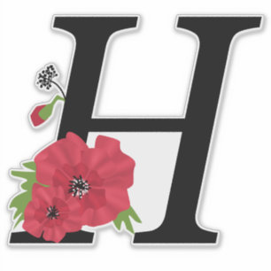 Flower set, monogram H, letter H, flowers, monogra