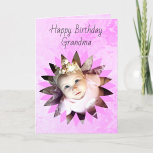 Flower Shape Custom Photo Pink Watercolor Card