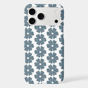 Flower Shape Plaid Blue Gray iPhone Slim Case