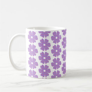Flower Shape Plaid Pink Purple Coffee Mug