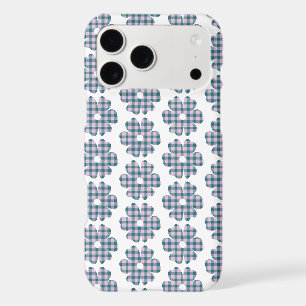 Flower Shape Plaid Pink Teal iPhone Slim Case