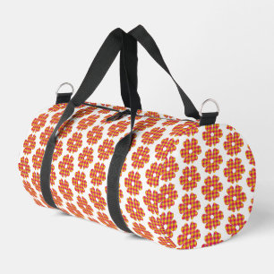 Flower Shape Plaid Yellow Orange Pink Duffle Bag