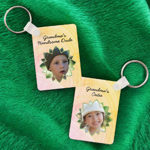 Flower Shape Replaceable Photo Colourful Backgroun Key Ring