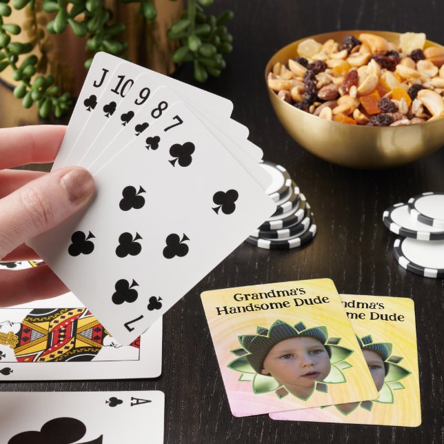 Flower Shape Replaceable Photo Colourful Backgroun Playing Cards (In Situ)