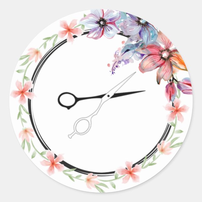 Flower Shears Classic Round Sticker (Front)