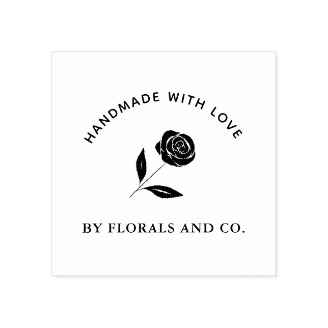 Flower shop business logo handmade with love rose  rubber stamp (Imprint)