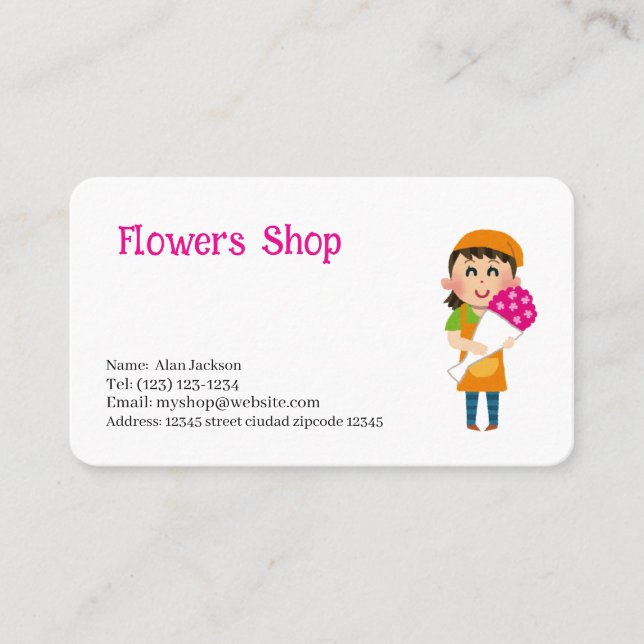 Flower shop  services editable   business card (Front)