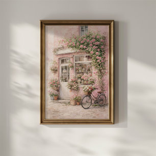 Flower Shop with Bicycle Poster