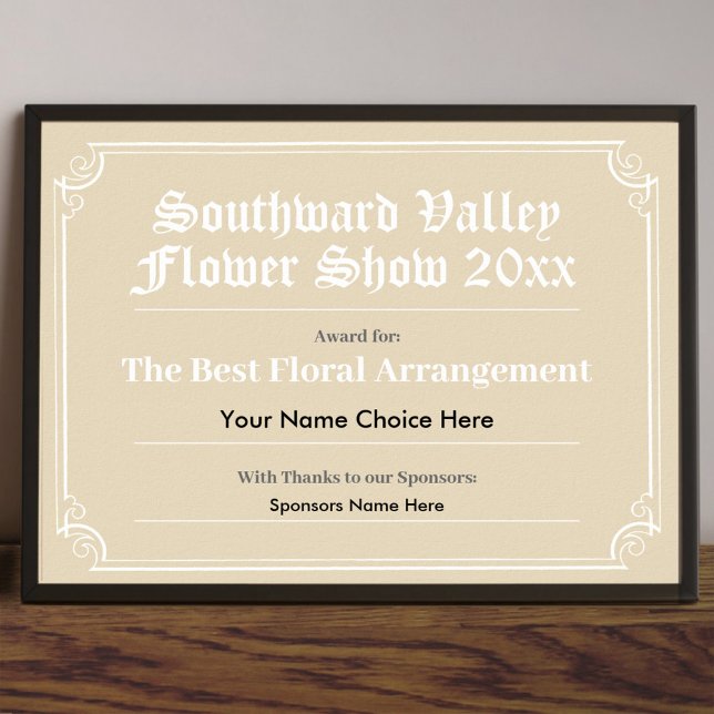 Flower Show Certificate Poster (Creator Uploaded)