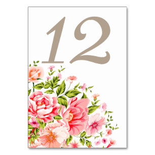 Flower Shower Bouquet Table Numbers baby pink