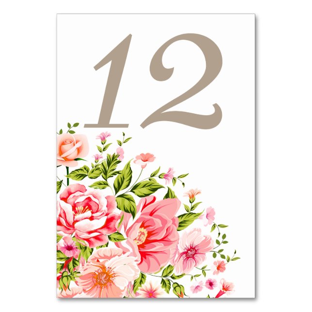 Flower Shower Bouquet Table Numbers | baby pink (Front)