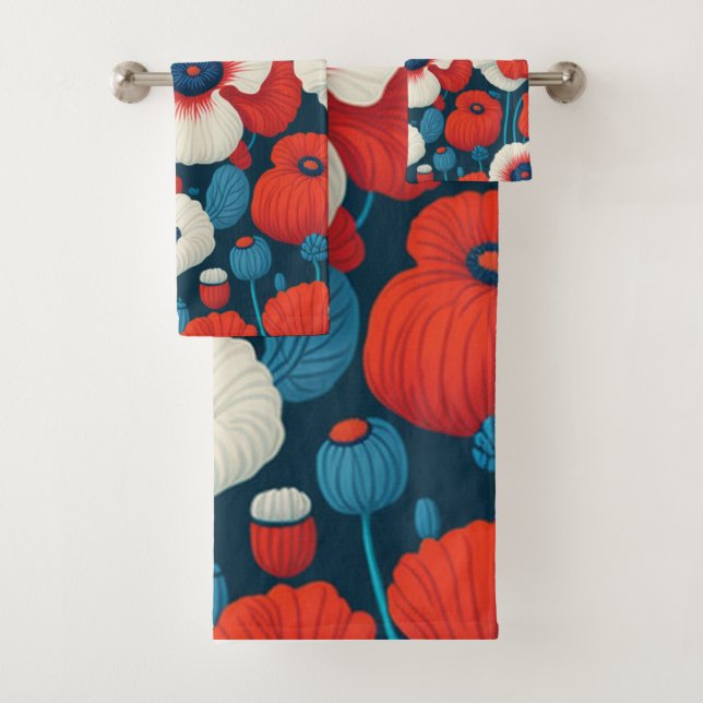 Flower Shower Curtain Bath Towel Set (Insitu)