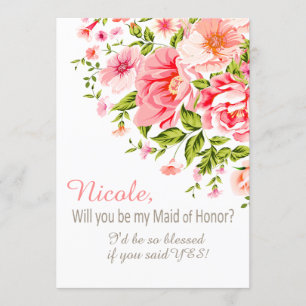 Flower Shower Will You Be My Maid of Honour?   pin Invitation
