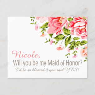 Flower Shower Will You Be My Maid of Honour? pin Invitation
