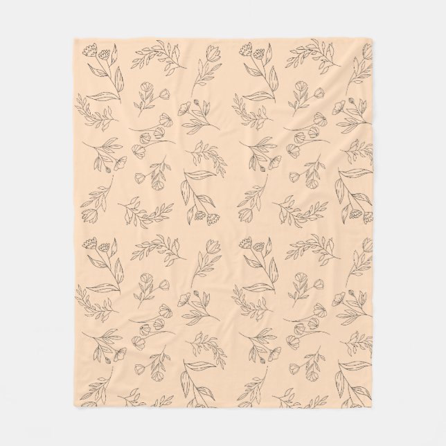 Flower silhouette pattern fleece blanket (Front)