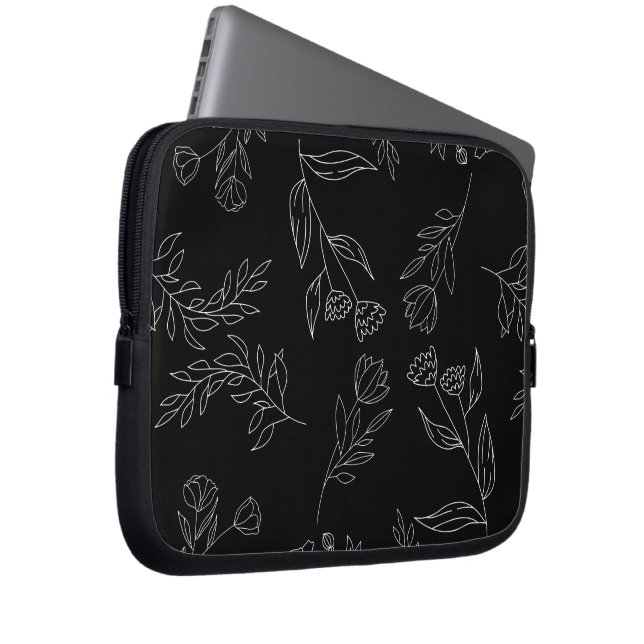 Flower silhouette pattern laptop sleeve (Front Right)