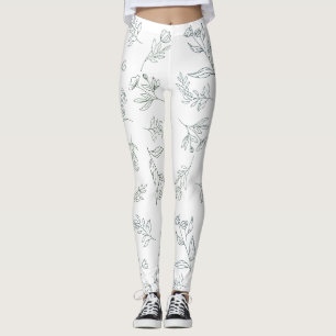 Flower silhouette pattern leggings