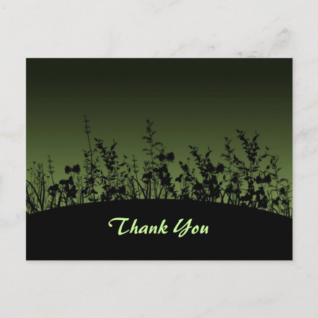 Flower Silhouettes Thank You Postcard (Front)