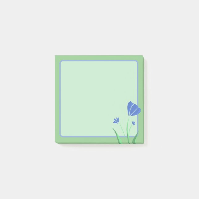 Flower - Simple Blue Post-it Notes (Front)