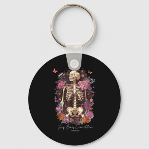 Flower Skeleton Dry Bones Come Alive, Retro Enchan Key Ring
