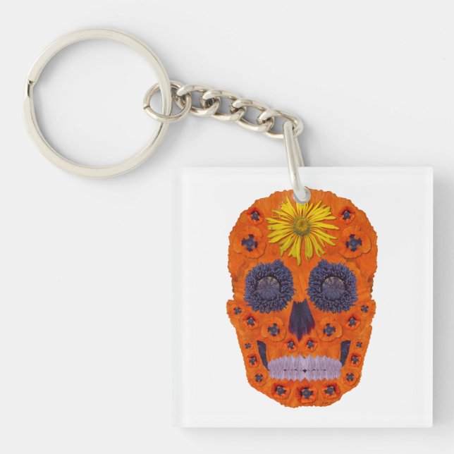 Flower Skull 1 Key Ring (Front)